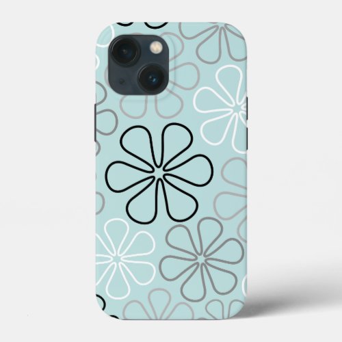 Abstract Big Flower Outlines BWGDuck Egg Blue iPhone 13 Mini Case