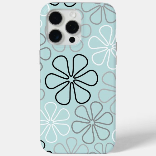 Abstract Big Flower Outlines BWGDuck Egg Blue iPhone 15 Pro Max Case