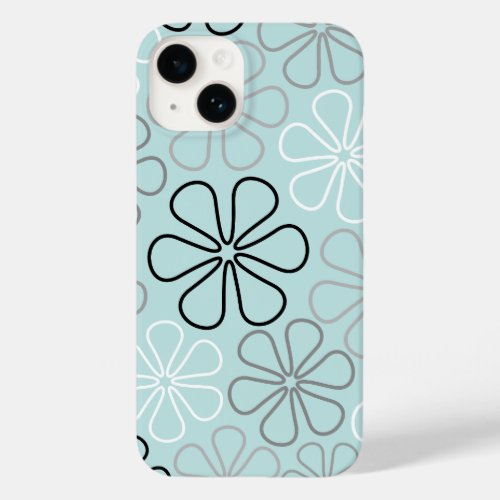 Abstract Big Flower Outlines BWGDuck Egg Blue Case_Mate iPhone 14 Case