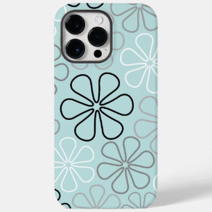 Abstract Big Flower Outlines BWG+Duck Egg Blue Case-Mate iPhone 14 Pro Max Case