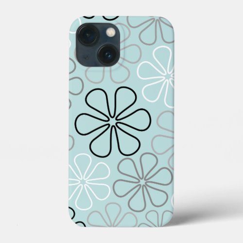 Abstract Big Flower Outlines BWGDuck Egg Blue iPhone 13 Mini Case