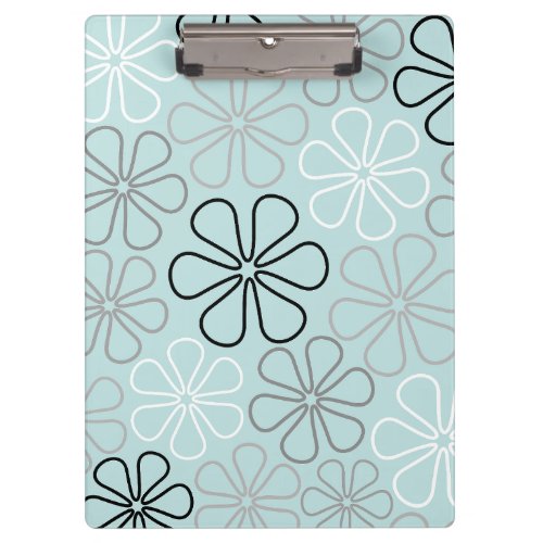 Abstract Big Flower Outlines BWGDuck Egg Blue Clipboard