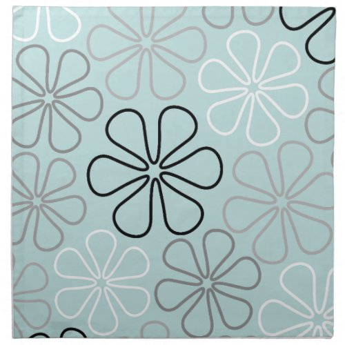 Abstract Big Flower Outlines BWGDuck Egg Blue Cloth Napkin