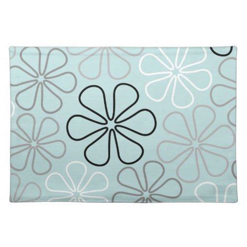 Abstract Big Flower Outlines BWGDuck Egg Blue Cloth Placemat