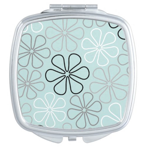 Abstract Big Flower Outlines BWGDuck Egg Blue Compact Mirror