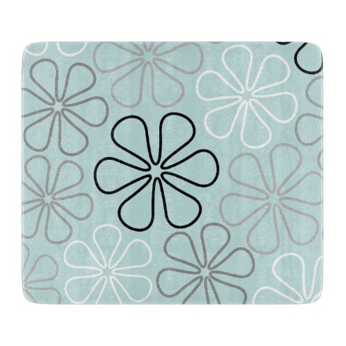 Abstract Big Flower Outlines BWGDuck Egg Blue Cutting Board