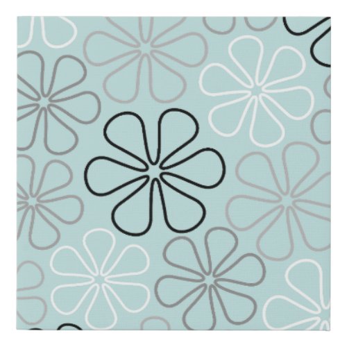 Abstract Big Flower Outlines BWGDuck Egg Blue Faux Canvas Print