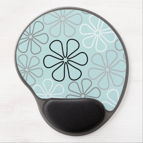 Abstract Big Flower Outlines BWGDuck Egg Blue Gel Mouse Pad
