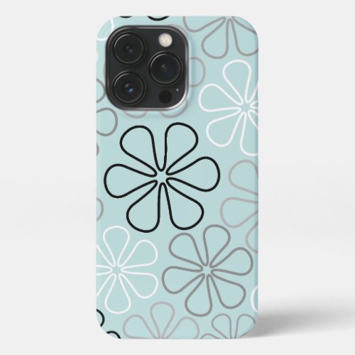 Abstract Big Flower Outlines BWGDuck Egg Blue iPhone 13 Pro Case