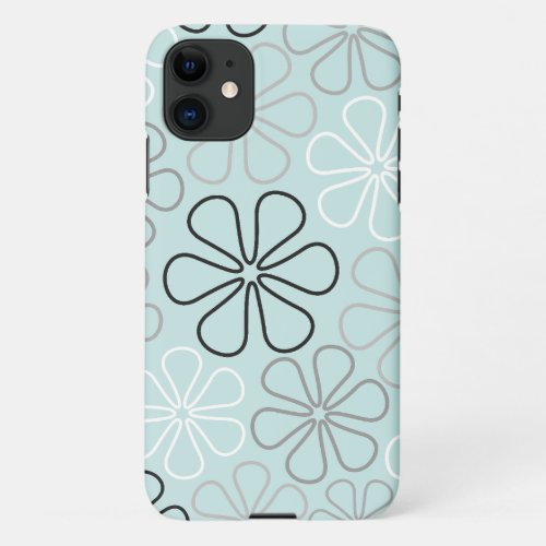 Abstract Big Flower Outlines BWGDuck Egg Blue iPhone 11 Case