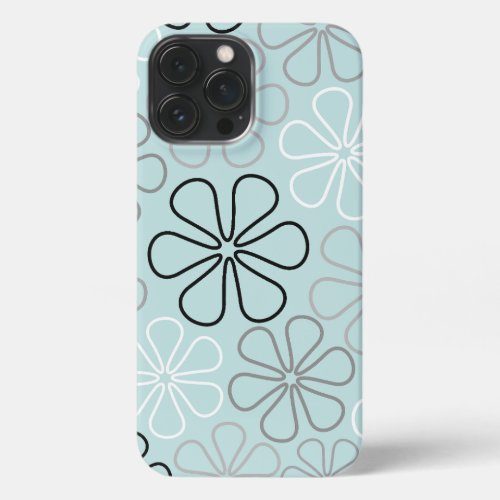 Abstract Big Flower Outlines BWGDuck Egg Blue iPhone 13 Pro Max Case