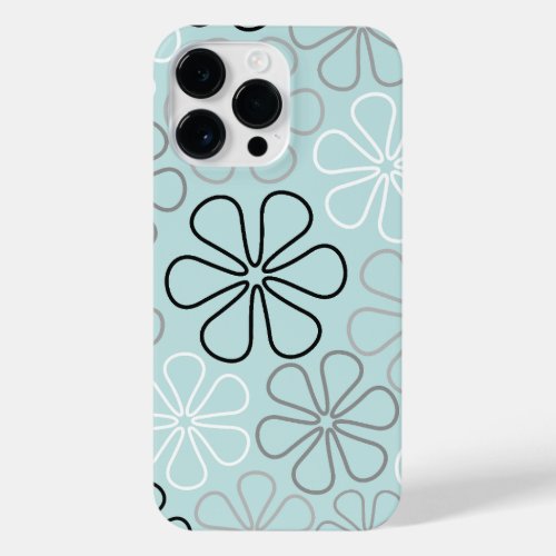 Abstract Big Flower Outlines BWGDuck Egg Blue iPhone 14 Pro Max Case