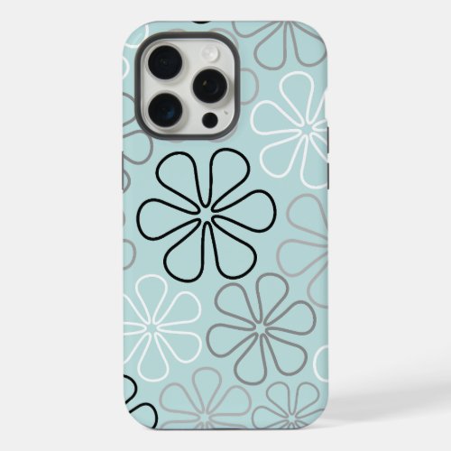 Abstract Big Flower Outlines BWGDuck Egg Blue iPhone 15 Pro Max Case