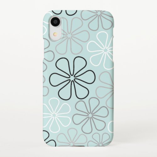 Abstract Big Flower Outlines BWGDuck Egg Blue iPhone XR Case