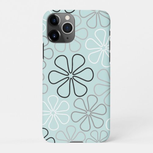 Abstract Big Flower Outlines BWGDuck Egg Blue iPhone 11Pro Case