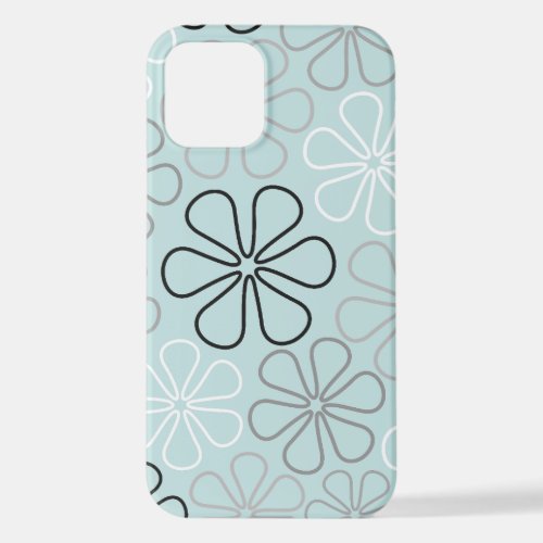 Abstract Big Flower Outlines BWGDuck Egg Blue iPhone 12 Case
