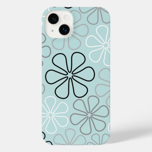 Abstract Big Flower Outlines BWGDuck Egg Blue iPhone 14 Plus Case