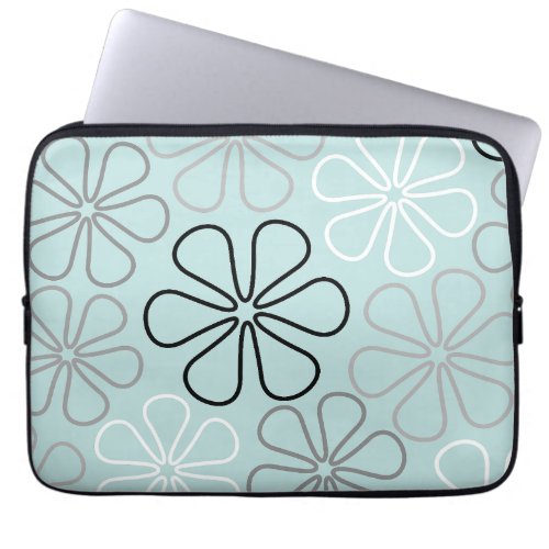 Abstract Big Flower Outlines BWGDuck Egg Blue Laptop Sleeve