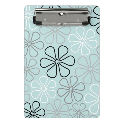 Abstract Big Flower Outlines BWGDuck Egg Blue Mini Clipboard