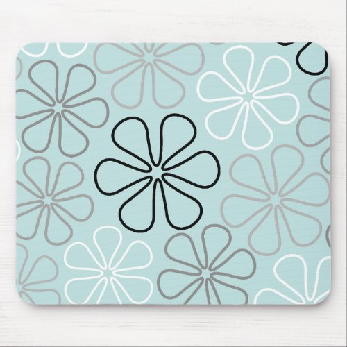 Abstract Big Flower Outlines BWGDuck Egg Blue Mouse Pad