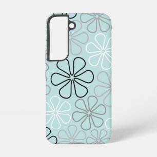 Abstract Big Flower Outlines BWG+Duck Egg Blue Samsung Galaxy S22 Case