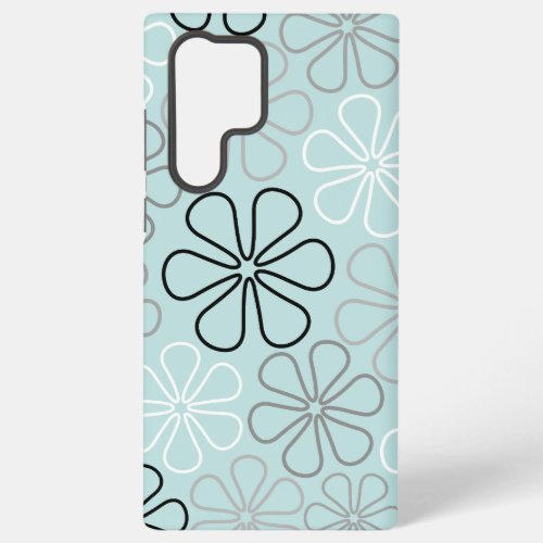 Abstract Big Flower Outlines BWGDuck Egg Blue Samsung Galaxy S22 Ultra Case