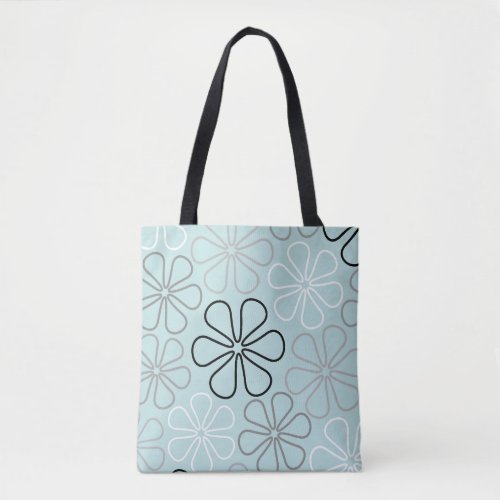 Abstract Big Flower Outlines BWGDuck Egg Blue Tote Bag