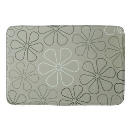 Abstract Big Flower Outlines Greens Bath Mat