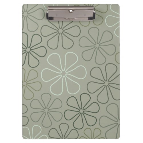 Abstract Big Flower Outlines Greens Clipboard