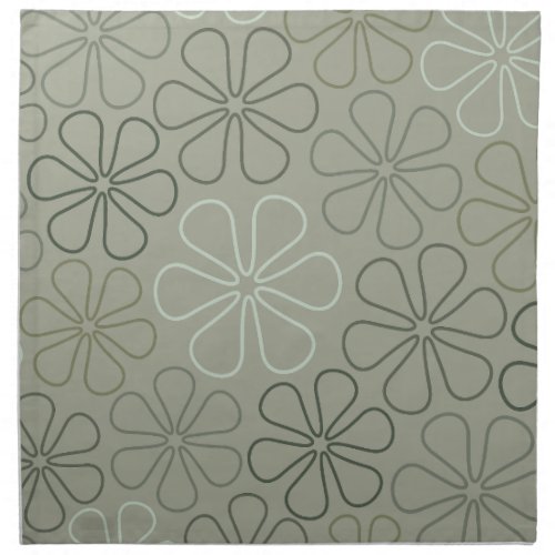 Abstract Big Flower Outlines Greens Cloth Napkin