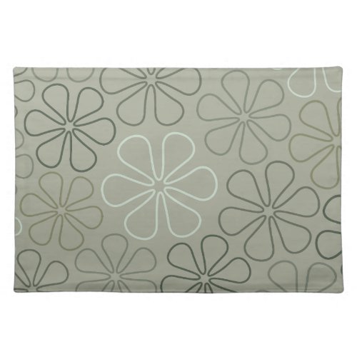 Abstract Big Flower Outlines Greens Cloth Placemat