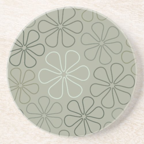 Abstract Big Flower Outlines Greens Coaster
