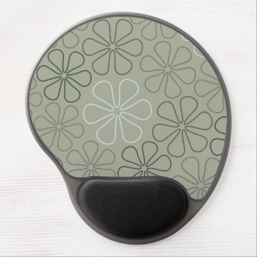 Abstract Big Flower Outlines Greens Gel Mouse Pad
