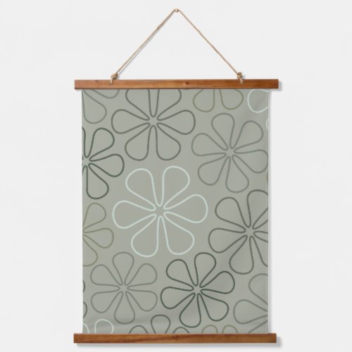 Abstract Big Flower Outlines Greens Hanging Tapestry