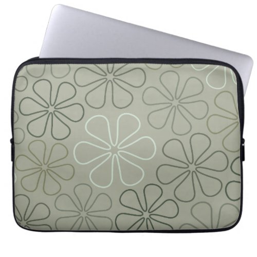 Abstract Big Flower Outlines Greens Laptop Sleeve