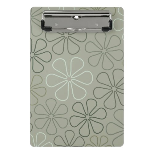 Abstract Big Flower Outlines Greens Mini Clipboard