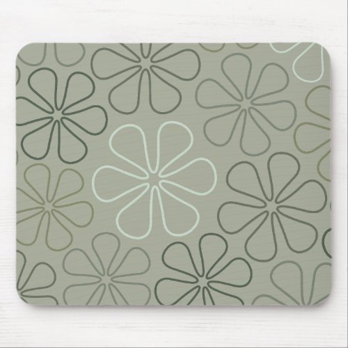 Abstract Big Flower Outlines Greens Mouse Pad