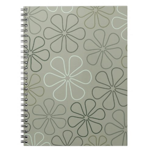 Abstract Big Flower Outlines Greens Notebook
