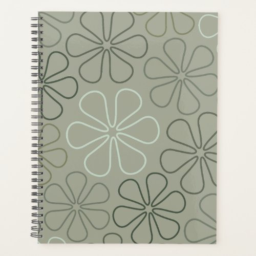 Abstract Big Flower Outlines Greens Planner