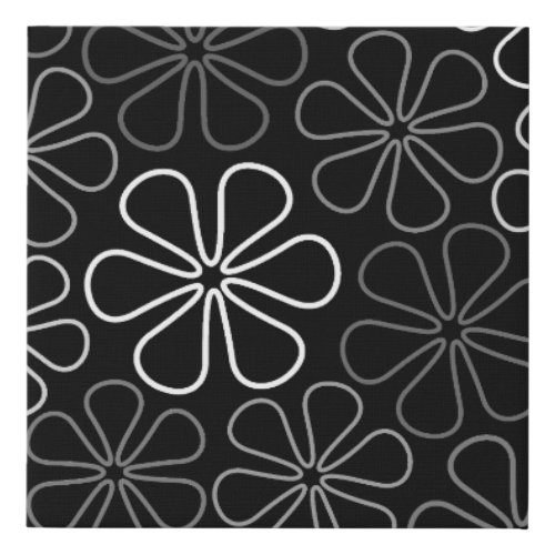 Abstract Big Flower Outlines Monochrome Faux Canvas Print