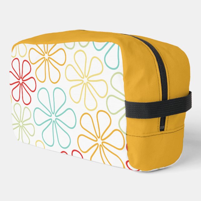Abstract Big Flowers Red Yellow Lime Teal Wt Orng Dopp Kit (Left Corner)