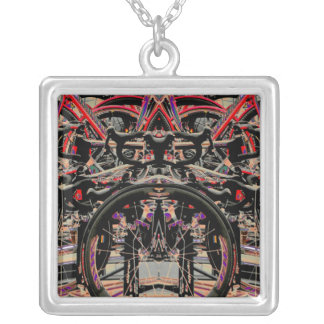 Abstract Bikes Silver Plated Necklace