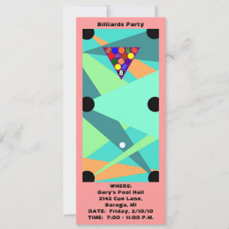 Abstract BILLIARDS ~ POOL Table PARTY INVITATION