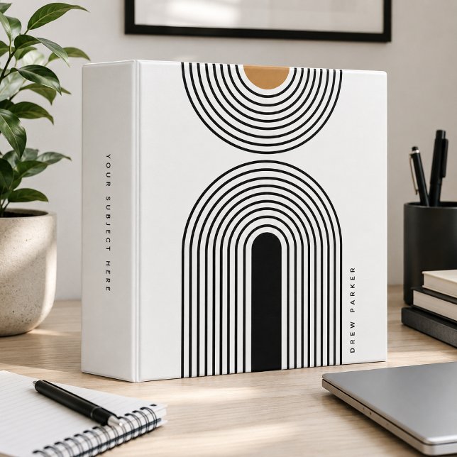 Abstract Binder | Mid Century Geometric Organizer (Custom subject binder with personalized name, editable spine text, and abstract artwork.)