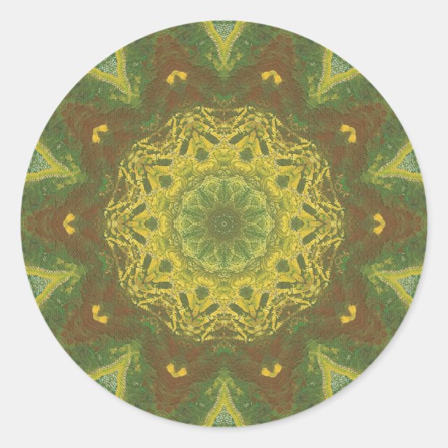 Abstract Birch Leaves Kaleidoscope Stickers (Front)