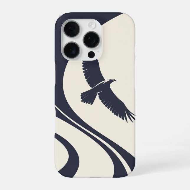 Abstract Bird Minimalist Navy iPhone 16 Pro Case (Back)