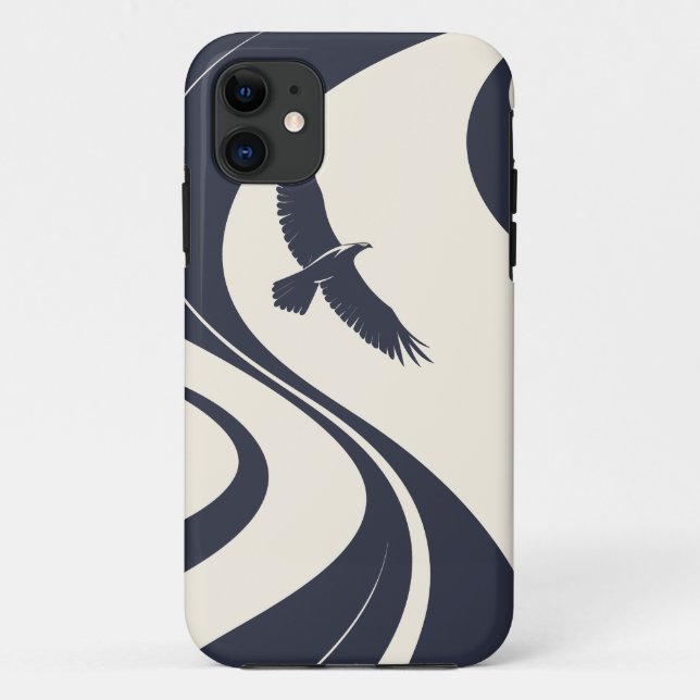 Abstract Bird Minimalist Navy Phone Case (Back)