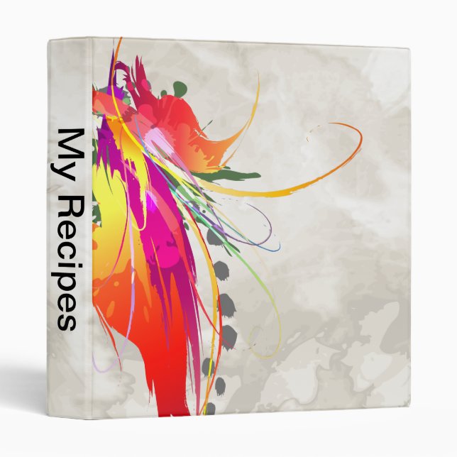Abstract Bird of Paradise Paint Splatters 3 Ring Binder (Front/Spine)
