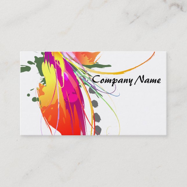 Abstract Bird of Paradise Paint Splatters Business Card (Front)