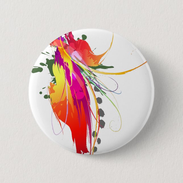 Abstract Bird of Paradise Paint Splatters Button (Front)
